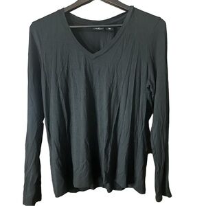 Willi Smith Black Long Sleeve V-Neck Top Cozy Viscose Spandex Blend Sz XL